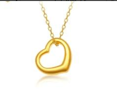 999足金镂空爱心吊坠